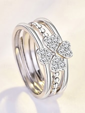 preiswerte Damenringe-Stapelbares Herzring-Set aus Silber für Damen – elegantes, kristallverziertes Design für Verlobung, Jahrestag oder den Alltag