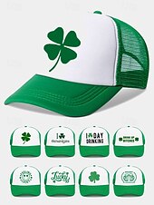 billige Herrehatter-st. patrick&#039;s day lastebilhatter - kløver og morsomme slagorddesign for menn og kvinner, grønne og hvite justerbare capser for feriefester, parader og festlige feiringer