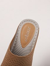 baratos Sandálias Confortáveis-sandálias femininas slip-on com cabedal em malha trançada, design aberto e sola acolchoada para uso casual no verão e conforto diário