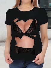 cheap Art&amp;Design tee-Valentine Women&#039;s Funny T Shirt Casual Graphic Regular Tops Short Sleeve Round Neck Print Regular Fit Daily Black Summer