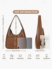 cheap Handbag &amp; Totes-Women&#039;s Faux Leather Hobo Shoulder Bag – Minimalist Casual Design for Daily Use and Work Color Black White Brown