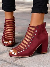 Χαμηλού Κόστους Γυναικεία Σανδάλια-γυναικεία μαύρα πέδιλα με λουράκια με τακούνι με λεπτομέρειες με καρφιά – μοντέρνο σχέδιο peep-toe για ρούχα γραφείου και πάρτι