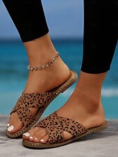 olcso Női szandálok-fekete keresztpántos lapos csúszó szandál nőknek - lezser nyári slip-on kényelmes talppal