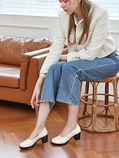 preiswerte Plateau-Pumps-Damenpumps aus Lackleder mit Plateau und dickem Absatz und Brogue-Details, elegante Schuhe im Vintage-Stil fürs Büro, Partys und formelle Anlässe