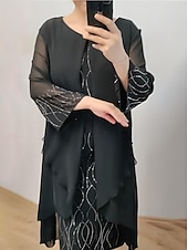 abordables Robe de cocktail-Femme robe longue Robe casual Robe Trapèze Elégant mode Décontractées Soirée du quotidien Fiançailles Standard Plein Sans Manches Col Ras du Cou Noir Bleu de minuit Eté Printemps