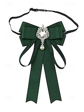 baratos Lenços Femininos-gravata borboleta elegante bordô com pingente de joia – acessório feminino estilo vitoriano para eventos formais, casamentos e cosplay