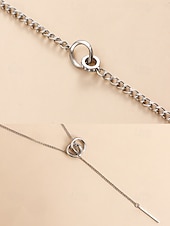 voordelige Dames ketting-gelaagde zilveren ketting met cirkel- en staafhanger, minimalistische statement sieraden voor vrouwen, perfect voor feestjes, dates en dagelijks gebruik