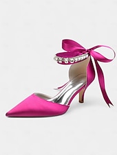 cheap Semi-Formal-Blue Satin Pointed-Kitten Heels with Rhinestone Ankle Strap and Bow Tie - Elegant Wedding or Evening Shoes