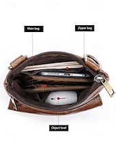 abordables Sacs pour homme-sac à bandoulière vintage marron en cuir véritable pour homme – sac à bandoulière multi-poches pour les voyages, le travail et l&#039;utilisation quotidienne noir marron café