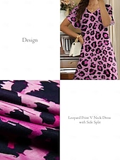 levne Šaty umění a designu-Dámské maxi šaty sundress shift šaty letní šaty streetwear sexy spadlý rukáv dovolená párty prázdniny regular fit leopardí krátký rukáv V výstřih růžové modré khaki léto jaro