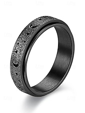 economico Gioielli da uomo-anello spinner da uomo con design a luna e stelle – regolabile, in acciaio inossidabile e che cambia colore, ideale per alleviare lo stress e per l&#039;abbigliamento casual