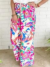 economico gamba larga e vita alta-Per donna Sfacciato Chino Di tendenza Streetwear Lunghezza intera Vita alta Pop art A cordoncino comodo Morbido Comodo Anelastico Esterno Strada Rosa Primavera Autunno Standard