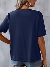 cheap Women&#039;s Graphic Tops-Women&#039;s Shirt Blouse Floral Stylish Casual Short Sleeve Notched Neck Regular Tops Daily Embroidered Army Green Navy Blue Summer