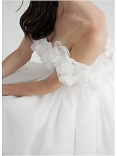 cheap Cocktail Dresses-A-Line Cocktail Dresses Elegant Dress Homecoming Cocktail Party Short / Mini Short Sleeve Off Shoulder Satin with Shouder Flower Derby Dresses 2025