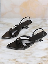 お買い得  ドレスサンダル-クロスストラップデザインとオープントゥのレディースレッドキトンヒールサンダル - 仕事や毎日のお出かけに最適なスタイリッシュな夏用シューズ