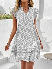 abordables Robes décontractées-Femme Mini robe Robe casual Robe Débardeur mode Décontractées Vacances du quotidien Standard Géométrique Sans Manches Col cranté Noir Kaki Eté