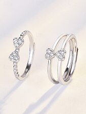 preiswerte Damenringe-Stapelbares Herzring-Set aus Silber für Damen – elegantes, kristallverziertes Design für Verlobung, Jahrestag oder den Alltag