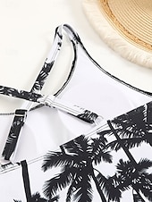 billiga Tankinis-Dam Badkläder Bikini 2 st Pojkeben Baddräkt Öppen rygg Smal Semester Standkläder Grafisk U-hals Ärmlös Baddräkter
