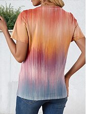 abordables T-shirt Humor &amp; Citations-Femme T shirt Tie Dye Lettre mode Décontractées Manche Courte Col V Hauts réguliers du quotidien Imprimer Orange Eté