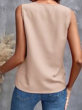cheap Tank Tops &amp; Camis-Women&#039;s Camisole Tank Top Solid Color Stylish Casual Sleeveless V Neck Regular Tops Daily Ruffle Pink Green Beige Summer Spring Fall