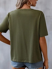 cheap Women&#039;s Graphic Tops-Women&#039;s Shirt Blouse Floral Stylish Casual Short Sleeve Notched Neck Regular Tops Daily Embroidered Army Green Navy Blue Summer