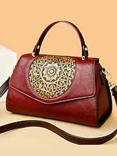 olcso Kézitáskák és bevásárlótáskák-vintage virágos gravírozott műbőr kézitáska – női retro crossbody táska felső fogantyúval alkalmi és hivatalos alkalmakra bor fekete fehér