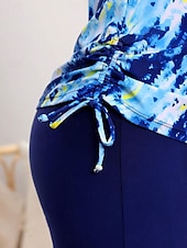 billiga Tankinis-Dam Badkläder Bikini 2 st Pojkeben Baddräkt Öppen rygg Smal Semester Standkläder Blommig U-hals Ärmlös Baddräkter