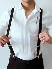 billiga Herrslipsar &amp;amp; flugor-elastiska justerbara hängslen för män – mångsidig design med y-rygg med läderöglor och clip-on alternativ, lämplig för högtidlig klädsel, bröllop eller affärskläder