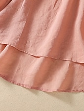 abordables Chemises-Femmes Chemise Chemisier Chemises en coton et lin Couleur Unie Basique Occasionnel manche longue Col ras du cou Hauts Réguliers Quotidien Broderie Blanche Rose Claire Fuchsia Vert Été Printemps