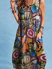 ieftine Rochii Boho-Pentru femei Rochie Lunga Rochie Maxi Rochie casual Rochie Boho cu maneca lunga Rochie Boho Stilat De Bază Casual Vacanță Zilnic Dată Potrivire Largă Grafic Fără manșon Stil Nautic Trifoi Var