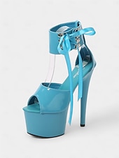 cheap Dress Sandals-Black Patent Leather Platform Sandals with Lace-Up Ankle Straps – Sexy Women&#039;s High Heel Shoes for Club and Dance