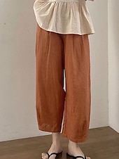 baratos Calça de linho de algodão simples-Mulheres Shorts de algodão e linho Calças inspiradas em linho Calças de linho de algodão Vintage Moda Roupa de rua Mimolet Cintura Média Tecido Bolsos Cintura elástica Confortável Macio Micro-Elástica