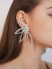 billiga Bröllop ACC-crystal butterfly statement örhängen med strassdetaljer, eleganta dingla örhängen för kvinnor, perfekta för bröllop, fester och formella evenemang
