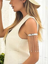 billiga Damarmband-dammanschettarmband i guldkedja – eleganta justerbara överarmssmycken med strass tofsar och dingelkedjor för fester och speciella tillfällen