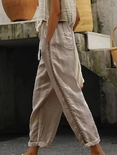 billige Straight-Leg Bukser-Dame Joggebukser kinesisk Mote Gatemote Ankel-lengde Høy Midje عادي Blonde Lomme Elastisk midje comfy Myk Bekvem Mikroelastisk utendørs Gate Svart Hvit Kakifarget Grå Sommer Normal