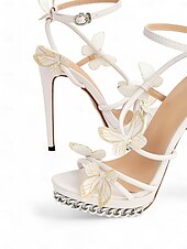 billige Semi-formell-sommerfuglreim plattform stiletto høyhælte sandaler for kvinner - glamorøse fest- eller brudesko