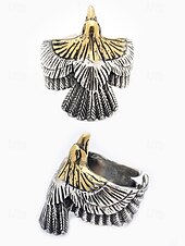 abordables Joyas para hombres-Anillo de águila vintage de plata y oro para hombre: diseño animal atrevido, joyería de acero inoxidable, perfecto para uso informal, fiestas y regalos.