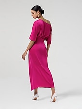 cheap Party Dress-Satin Knotted Wrap Drop Shoulder Maxi Dress