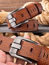 preiswerte Herrengürtel-Herrengürtel aus echtem Leder mit robuster Metallschnalle – klassischer Vintage-Stil für Freizeit und formelle Kleidung