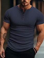  Per uomo Maglia Henley Canotta Muscolare Maglietta a Maglia a Coste Maglietta Maniche Corte Semplice Moda Designer Essenziale Henley Vacanza Streetwear Uscire Estate Verde scuro Maglietta Henley