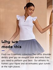 cheap Women&#039;s Golf Shirt-Ruffle Sleeveless Shirt Half Zip V-neck