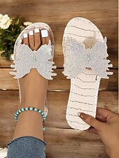 economico Infradito da Vacanza-sandali da donna con farfalla e strass blu – eleganti calzature estive per la spiaggia, le vacanze e gli outfit casual