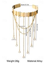 billiga Damarmband-dammanschettarmband i guldkedja – eleganta justerbara överarmssmycken med strass tofsar och dingelkedjor för fester och speciella tillfällen