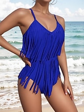billiga One-piece-baddräkter-Dam Badkläder En bit Monokini Baddräkt Öppen rygg Magkontroll Hög midja Smal Frans Semester Standkläder Ensfärgat V-hals Ärmlös Baddräkter