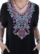 ieftine Rochii Boho-Ziua Îndrăgostiților Pentru femei Normal Rochie Mini Rochii Boho Chic Rochie A line Rochie Boho Boemia Stilat Clasic Cu Mâneci La Cot Vacanță Petrecere Zilnic Potrivire Formă Geometric Simplu Manșon