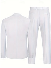 abordables Blazers para hombre-Hombre Graduación Conjunto chaqueta Negocio Fiesta de Cóctel Fiesta de Boda Moda Casual Primavera &amp; Otoño Poliéster Color sólido Botones Bolsillo Cómodo Botonadura Simple Chaqueta de sport Negro