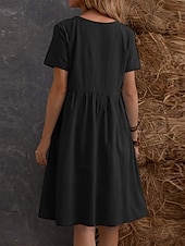 ieftine Rochii-Pentru femei Rochie Mini Rochii de in bumbac Rochie casual Rochie maxi din bumbac De Bază Casual Vacanță Zilnic Fit regulat Simplu Manșon scurt Stil Nautic Negru Caisă Vară