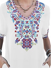 ieftine Rochii Boho-Ziua Îndrăgostiților Pentru femei Normal Rochie Mini Rochii Boho Chic Rochie A line Rochie Boho Boemia Stilat Clasic Cu Mâneci La Cot Vacanță Petrecere Zilnic Potrivire Formă Geometric Simplu Manșon