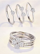preiswerte Damenringe-Stapelbares Herzring-Set aus Silber für Damen – elegantes, kristallverziertes Design für Verlobung, Jahrestag oder den Alltag