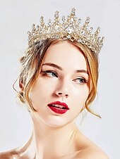 billige Hårtilbehør for kvinner-glitrende diamant tiara krone og halskjede sett – gullbelagte brudesmykker med øredobber, perfekt for bryllup, konkurranser og spesielle anledninger